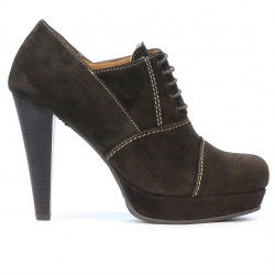 Eleganckie buty damskie 1091 brązowe zamszowe