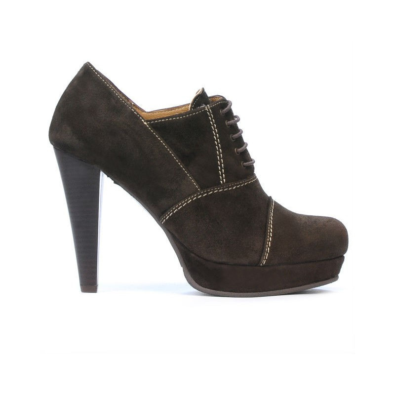 Eleganckie buty damskie 1091 brązowe zamszowe