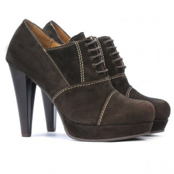 Eleganckie buty damskie 1091 brązowe zamszowe
