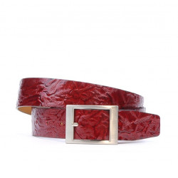 Pasek damski 02m lakierowany bordowy crep