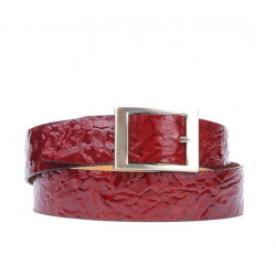 Pasek damski 02m lakierowany bordowy crep