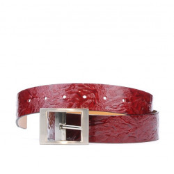 Pasek damski 02m lakierowany bordowy crep