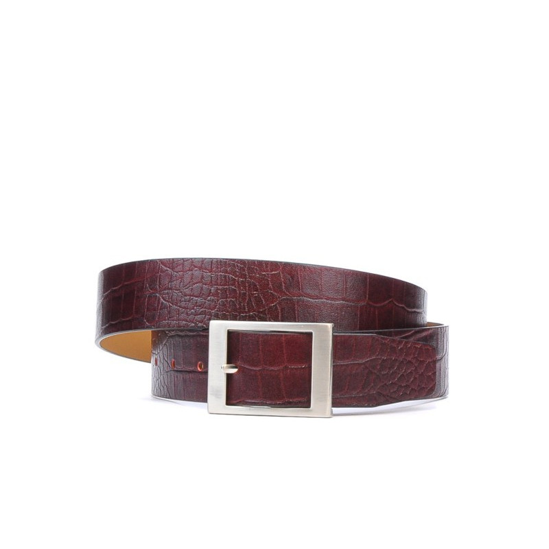 Damski pasek 02m croco bordowy