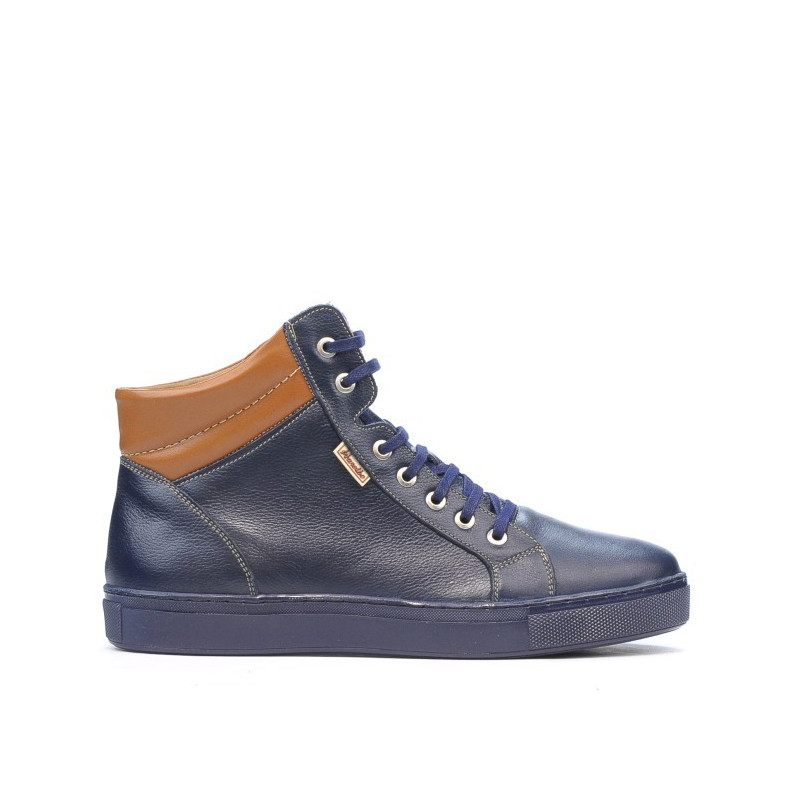Buty męskie 4103 indygo+brązowy