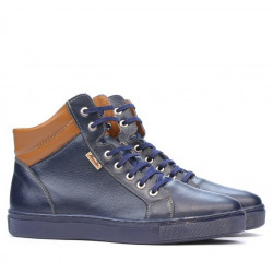Buty męskie 4103 indygo+brązowy