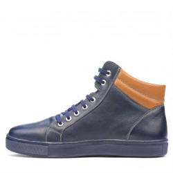 Buty męskie 4103 indygo+brązowy
