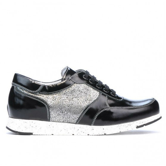 Damskie buty sportowe 682 czarny lakierowany łączony