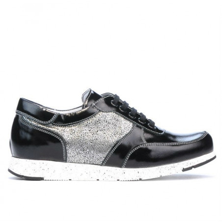 Damskie buty sportowe 682 czarny lakierowany łączony