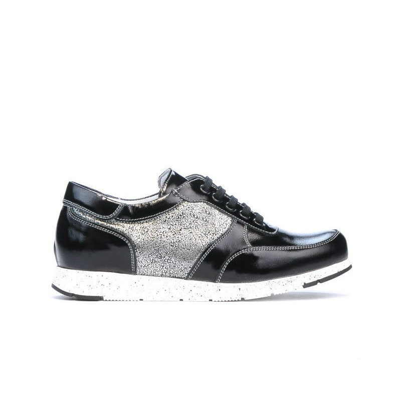 Damskie buty sportowe 682 czarny lakierowany łączony