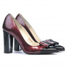 Eleganckie damskie buty 1262 lakier bordo + czarny