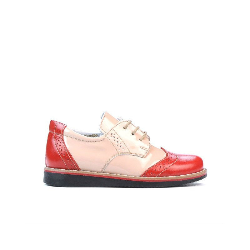 Małe buty dziecięce 60c lakier czerwony+beżowy