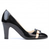 Eleganckie buty damskie 1263 lakierowane czarne+beżowe