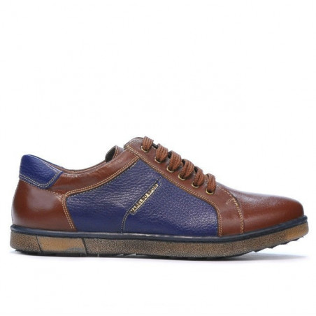 Buty sportowe męskie 849 brązowe+indygo
