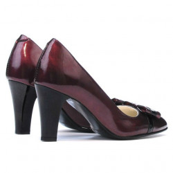 Damskie eleganckie buty 1263 lakier bordo+czarny