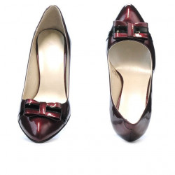 Damskie eleganckie buty 1263 lakier bordo+czarny