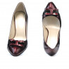 Damskie eleganckie buty 1263 lakier bordo+czarny