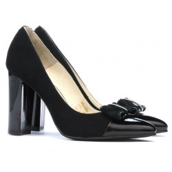 Eleganckie buty damskie 1262 czarny zamsz kombinowany