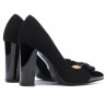 Eleganckie buty damskie 1262 czarny zamsz kombinowany