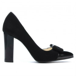 Eleganckie buty damskie 1262 czarny zamsz kombinowany