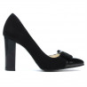 Eleganckie buty damskie 1262 czarny zamsz kombinowany