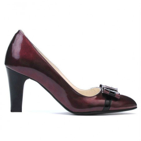 Damskie eleganckie buty 1263 lakier bordo+czarny