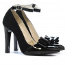Eleganckie buty damskie 1264 czarny antilopa+lakier czarny