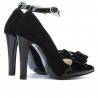 Eleganckie buty damskie 1264 czarny antilopa+lakier czarny