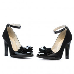 Eleganckie buty damskie 1264 czarny antilopa+lakier czarny
