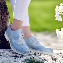Damskie buty casual 663-1 niebiesko-perłowe