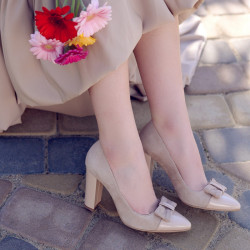 Eleganckie buty damskie 1262 sarnina kość słoniowa kombinowana lifestyle