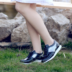 Damskie buty sportowe 682 czarny lakierowany łączony lifestyle