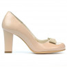 Eleganckie damskie buty 1245 lakierowane kość słoniowa połączone