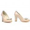 Eleganckie damskie buty 1245 lakierowane kość słoniowa połączone
