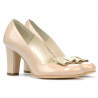 Eleganckie damskie buty 1245 lakierowane kość słoniowa połączone
