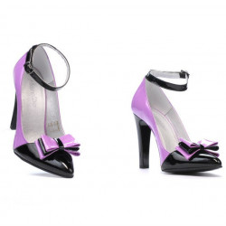 Eleganckie buty damskie 1264 lakier fioletowy+czarny