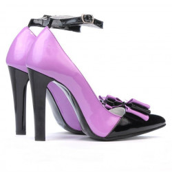 Eleganckie buty damskie 1264 lakier fioletowy+czarny