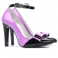 Eleganckie buty damskie 1264 lakier fioletowy+czarny