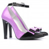 Eleganckie buty damskie 1264 lakier fioletowy+czarny