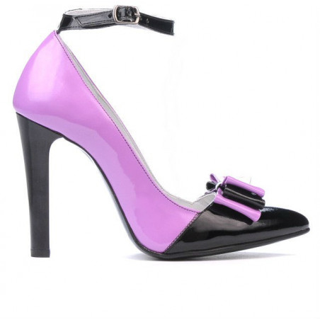 Eleganckie buty damskie 1264 lakier fioletowy+czarny