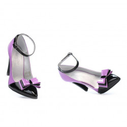 Eleganckie buty damskie 1264 lakier fioletowy+czarny