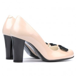 Eleganckie damskie buty 1245 lakier kość słoniowa + czarny