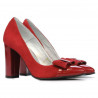 Eleganckie damskie buty 1262 czerwone zamszowe kombinowane