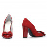 Eleganckie damskie buty 1262 czerwone zamszowe kombinowane