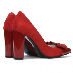 Eleganckie damskie buty 1262 czerwone zamszowe kombinowane