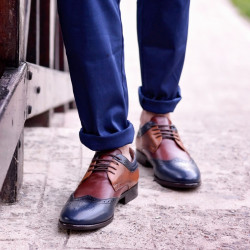 Buty casual / eleganckie dla mężczyzn 874 indygo+brązowy