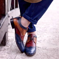 Buty casual / eleganckie dla mężczyzn 874 indygo+brązowy