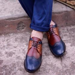 Buty casual / eleganckie dla mężczyzn 874 indygo+brązowy