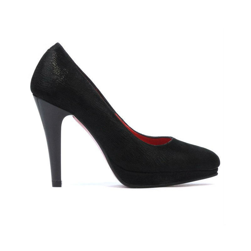 Eleganckie buty damskie 1233 czarny satynowy