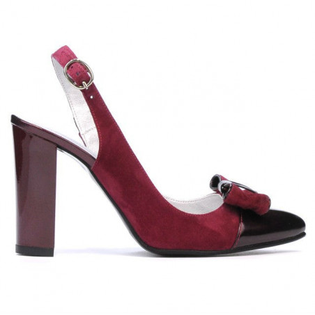 Sandały damskie 1267 bordo antilopa+lakier bordo