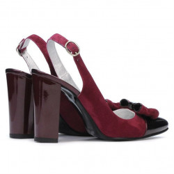 Sandały damskie 1267 bordo antilopa+lakier bordo